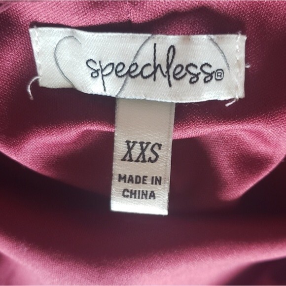 SPEECHLESS Burgundy Eyelet LS Mini Dress - XXS - Picture 6 of 9